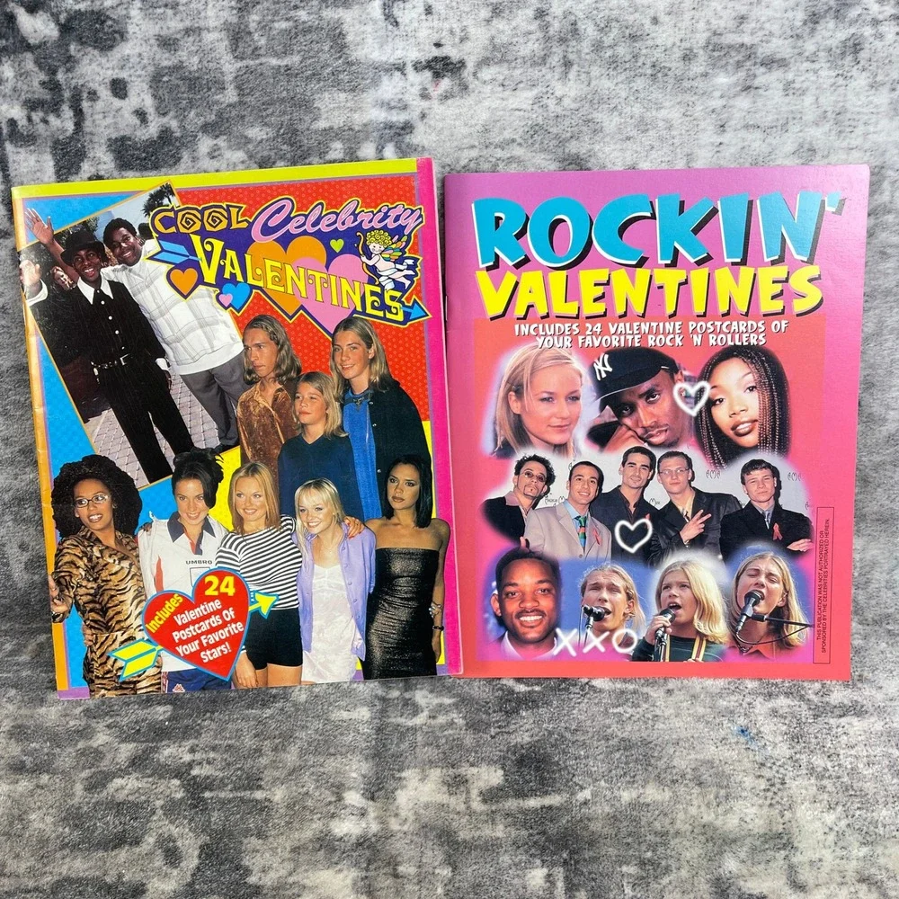 Vtg Cool Celebrity Valentine Postcard Book Lot Spice Girls‎ Backstreet Boys Y2K